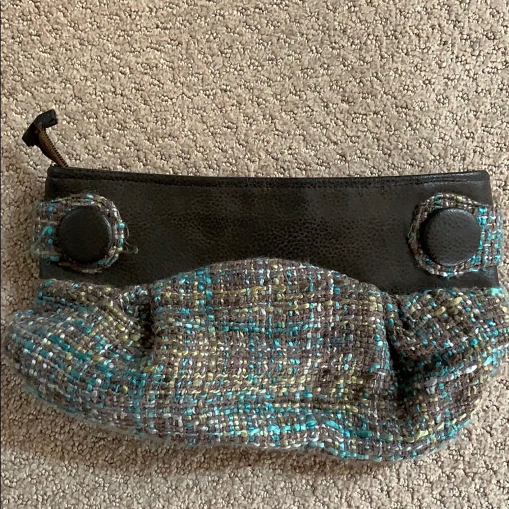 Small Blue Tweed clutch